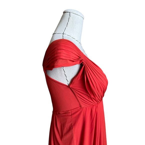 Vintage 90s Y2K Donna Karan Orange Pleated Draped Dress sz Small Made in Italy - Picture 5 of 15